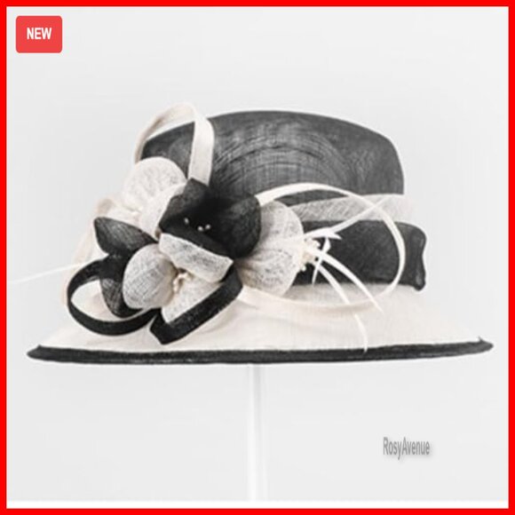 Adjustable Sinamay Fedora Fascinator Hat with Flower Feather Decor main image 4